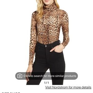 Bobeau Leopard Print Butter Turtleneck